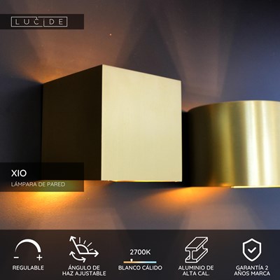 Lucide XIO - Lámpara de pared - LED Regul. - G9 - 1x3,5W 2700K - Ángulo de haz ajustable - Oro mate / Latón